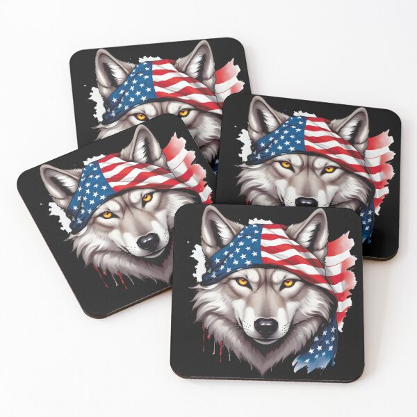 Item preview, Head Of A Wolf With Yellow Eyes And An American Flag. designed and sold by Adelberton.