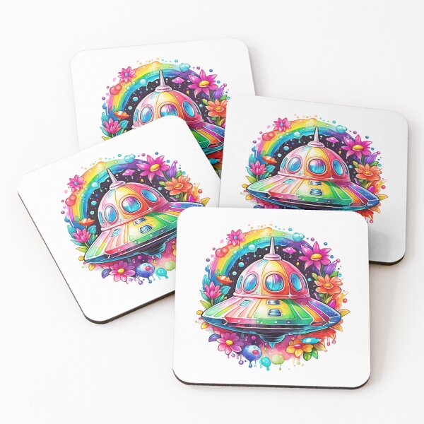 Item preview, "Alien Adventure: Floral Splash Space Ship Sticker on Redbubble" designed and sold by Cosmicreations1.