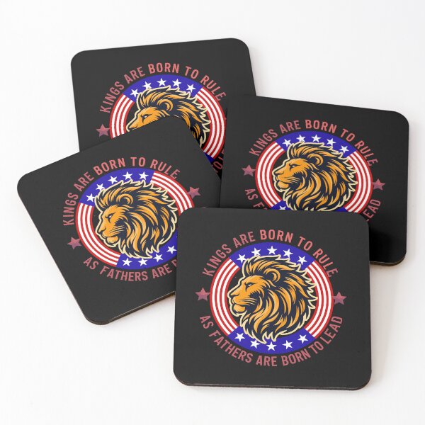 Item preview, Kings Are Born To Rule, As Fathers Are Born To Lead Retro Vintage Lion Head Clipart With American Flag Colorful Design designed and sold by Raise2Shine.