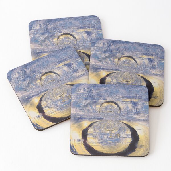 Item preview, Black Hole Spacetime Distortion - Blue and Gold Celestial Abstract Art designed and sold by MusicArtAndGrind.