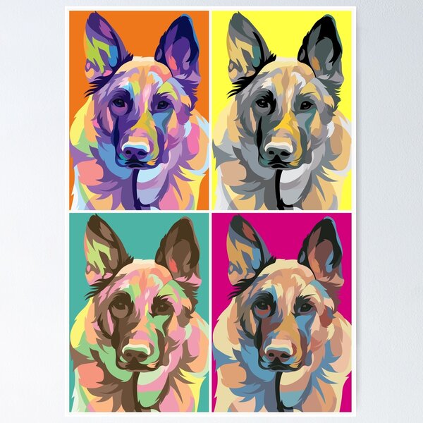 Artikel-Vorschau von Deutscher Schäferhund im „Andy Warhol“-Stil, designt und verkauft von colorpooch.