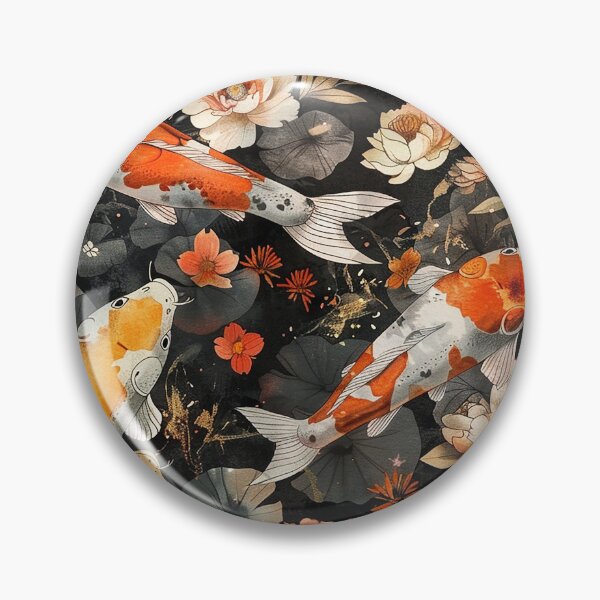 Item preview, Japanese koi floral pond pattern designed and sold by LittleNippon.
