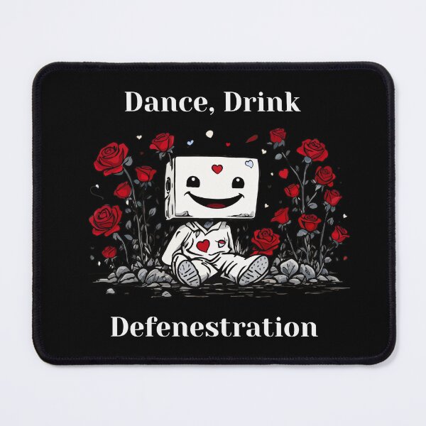 Item preview, Drink, Dance, Defenestration - absurd quote, red roses cartoon designed and sold by ChuckleCharmz.