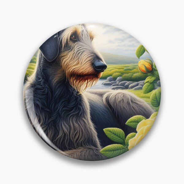 Item preview, Scottish Deerhound next to a Yellow Rose Bush designed and sold by EmeraldeaArt.