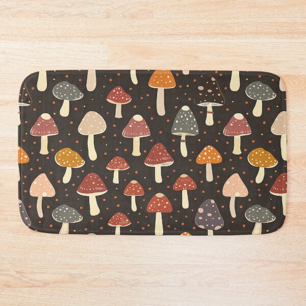 Item preview, Mushrooms pattern - goblincore aesthetic - neutral earthy colors - gift for forage lovers - nature forest amanita muscaria foraging designed and sold by Fantasy Cache.