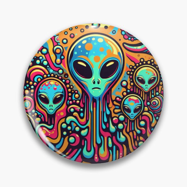 Item preview, Psychedelic Alien Print, Groovy Alien, UFOs, Ufology, Crazy Alien designed and sold by WayMakerPrints.
