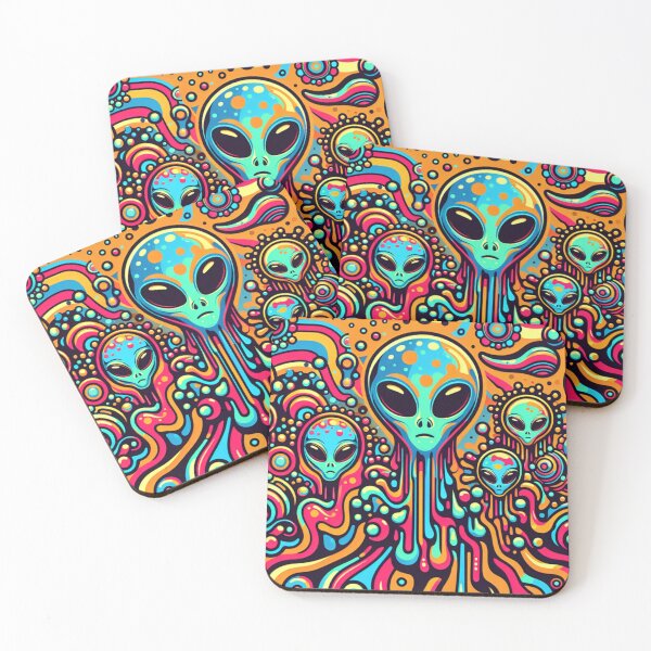 Item preview, Psychedelic Alien Print, Groovy Alien, UFOs, Ufology, Crazy Alien designed and sold by WayMakerPrints.