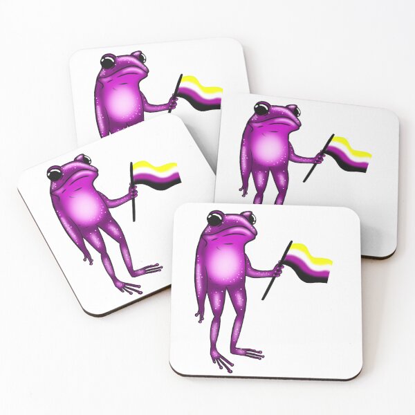 Item preview, Nonbinary Pride Flag Frog designed and sold by SquishyBeeArt.