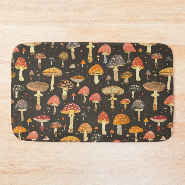 Item preview, Mushrooms pattern - goblin core aesthetic - neutral earthy colors - gift for forage lovers - nature forest amanita muscaria foraging designed and sold by Fantasy Cache.