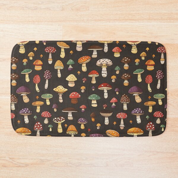 Item preview, Mushrooms pattern - goblin core aesthetic - neutral earthy colors - gift for forage lovers - nature forest amanita muscaria foraging designed and sold by Fantasy Cache.