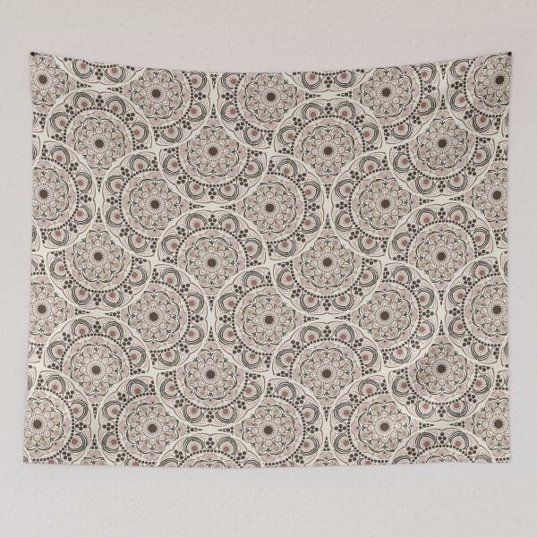 Item preview, Warm Neutrals Espresso Martini Dot Mandala Art Deco Fans designed and sold by Triplicate Limited.
