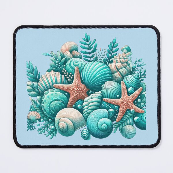 Item preview, Turquoise Seashell Pattern designed and sold by Myra365Art.