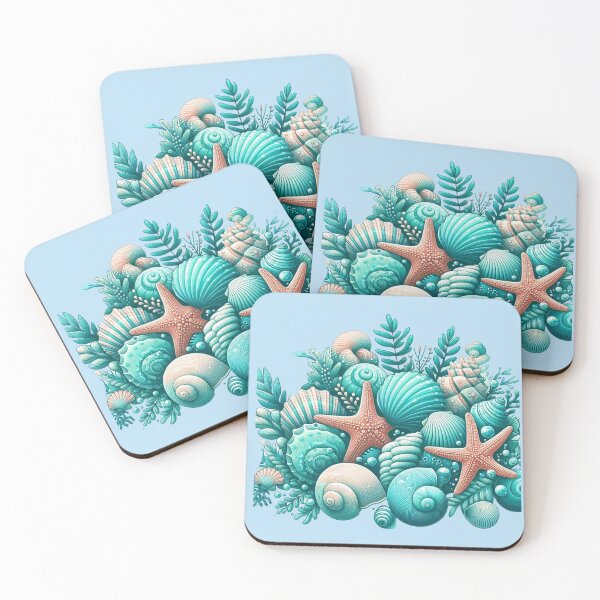 Item preview, Turquoise Seashell Pattern designed and sold by Myra365Art.