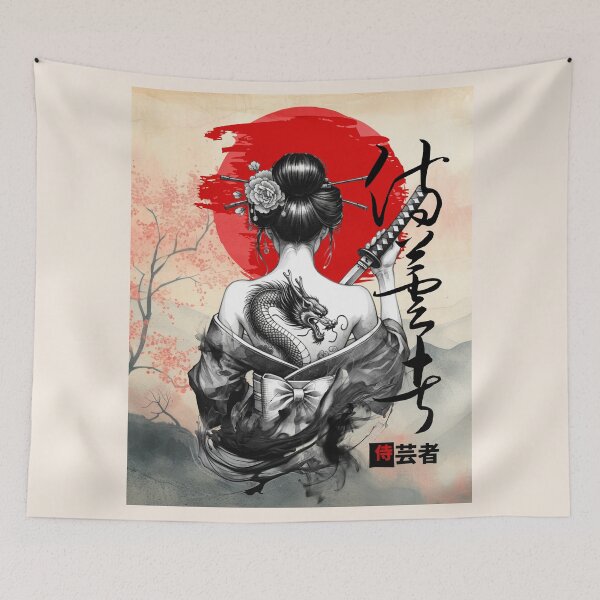 Item preview, Japanese Geisha Samurai Kunoichi Sakura - Female Shinobi - Ninjutsu Gift designed and sold by InkyGenies.