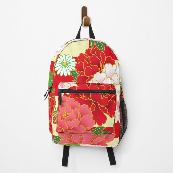 Item preview, Red Pink Peony Vintage Japanese Floral Kimono Pattern designed and sold by Vicky Brago-Mitchell®.