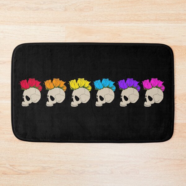Item preview, Skulls with rainbow Mohawks  designed and sold by spookdoodle.co.