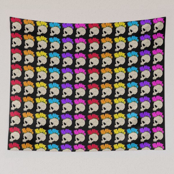 Item preview, Skulls with rainbow Mohawks  designed and sold by spookdoodle.co.