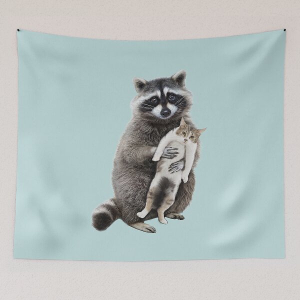 Item preview, raccoon carrying kitten  designed and sold by TeeARTHY.