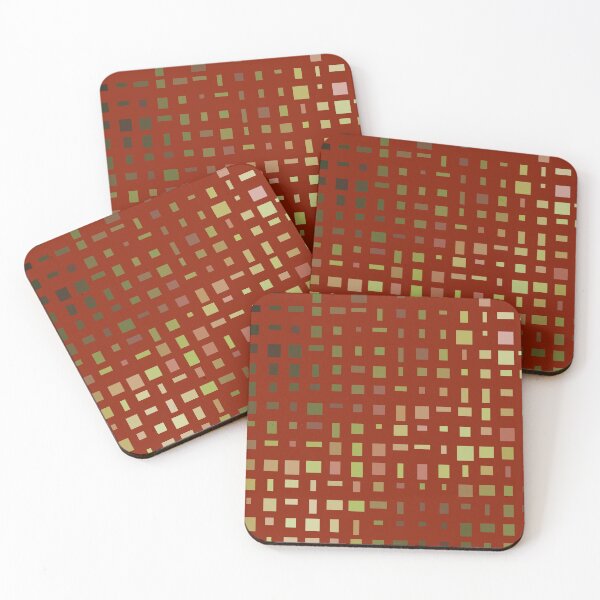 Item preview, Gold Tone Shimmer Look Rectangle Grid Red  designed and sold by Alchemy-A-La-G.