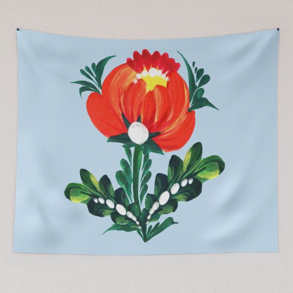Item preview, Red flower Love Ukraine Petrykivka style  Ukrainian art independence designed and sold by Sunflower-7.