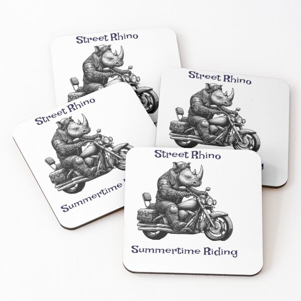 Item preview, Rhino riding a motorcycle in pen and ink  designed and sold by EmeraldCauldren.