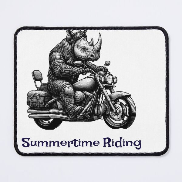 Item preview, Rhino riding a motorcycle in pen and ink designed and sold by EmeraldCauldren.