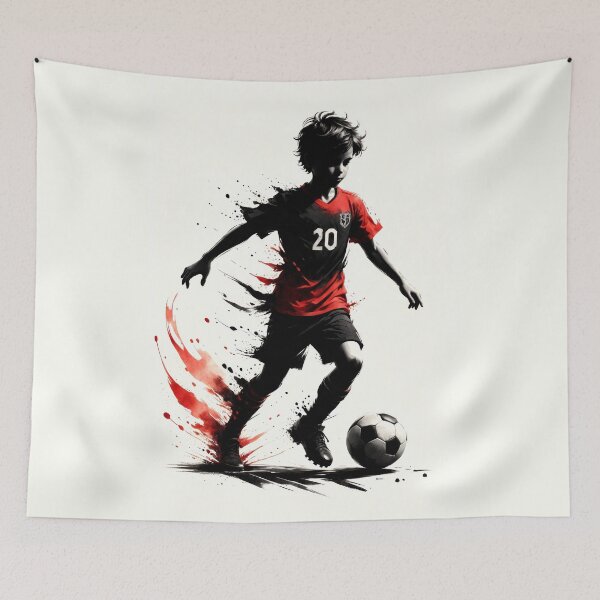 Item preview, Kid playing soccer ink splash art illustration designed and sold by ChaosEdits.