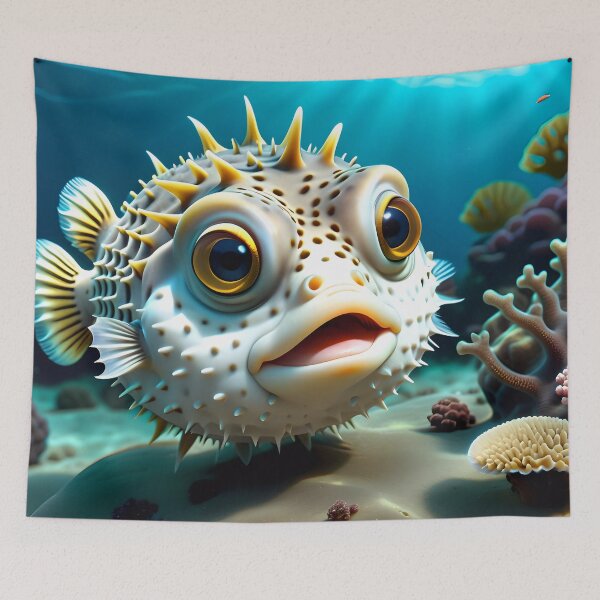 Item preview, Funny Little Spiky Pufferfish In The Ocean designed and sold by TheArtOfPat.
