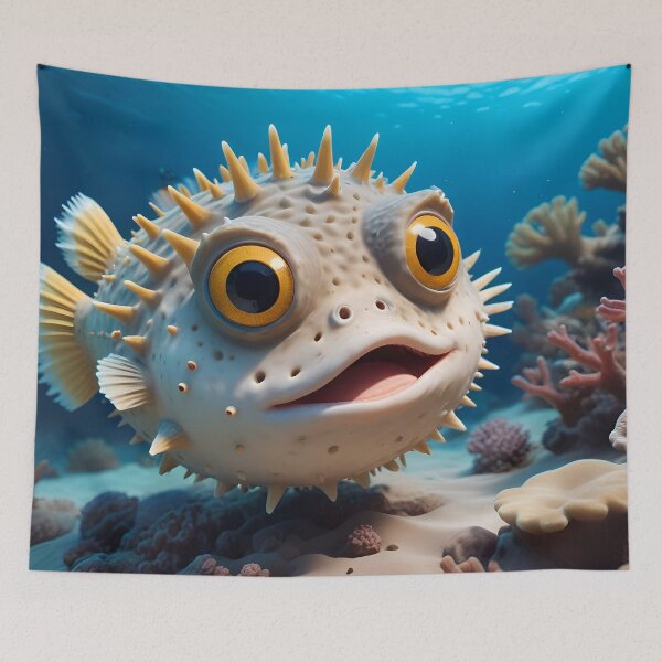 Item preview, Funny Little Spiky Pufferfish In The Ocean designed and sold by TheArtOfPat.