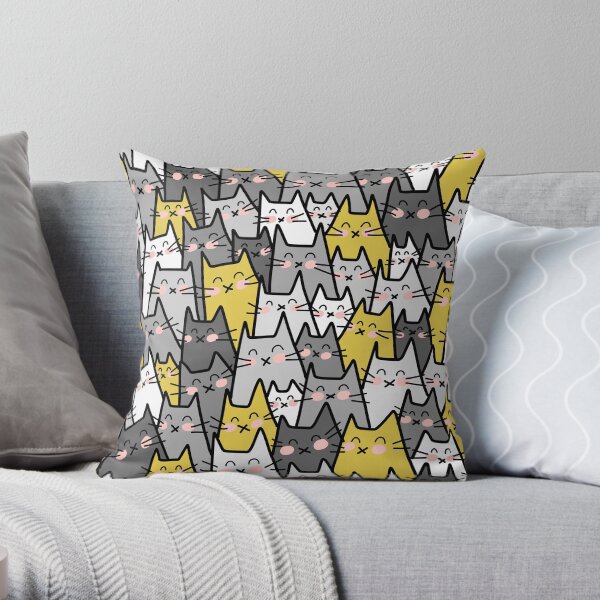 Partie de chat (jaune moutarde gris) Coussin