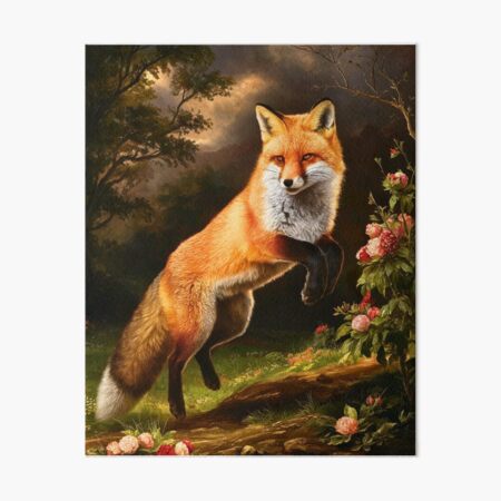 Item preview, Fox Portrait. Spring fox, floral fox, vintage fox, fox painting, Caravaggio style designed and sold by FoxVibes.