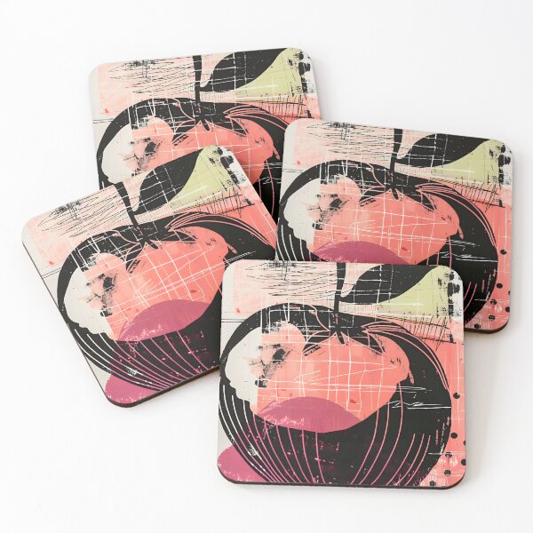 Item preview, Urban Fusion- Stylized Apple in Vibrant Abstract Composition Amidst a Blend of Pink, Black, and Cream Colors designed and sold by OlfactoART Studio.
