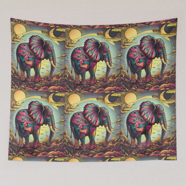 Item preview, Elephant Silhouette. Psychedelic elephant, Fantasy Elephant, colorful elephant designed and sold by ElephantVibes.