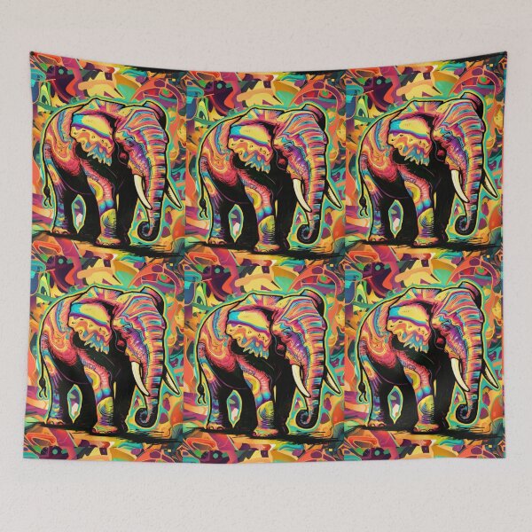 Item preview, Elephant Silhouette. Psychedelic elephant, Fantasy Elephant, colorful elephant designed and sold by ElephantVibes.
