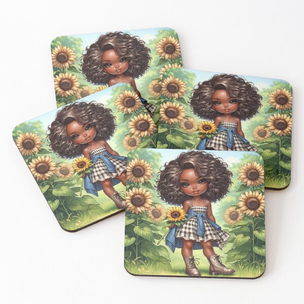 Item preview, Sunflower Fields - African American Chibi Girl designed and sold by Art by RaShanda .