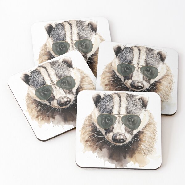 Item preview, Watercolor Badger Wearing Sunglasses designed and sold by TheAnimalZ00.