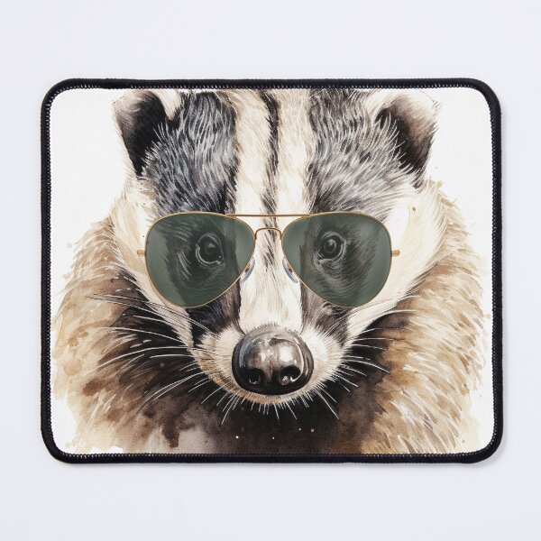 Item preview, Watercolor Badger Wearing Sunglasses designed and sold by TheAnimalZ00.
