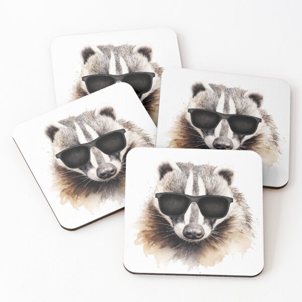 Item preview, Watercolor Badger Wearing Sunglasses designed and sold by TheAnimalZ00.