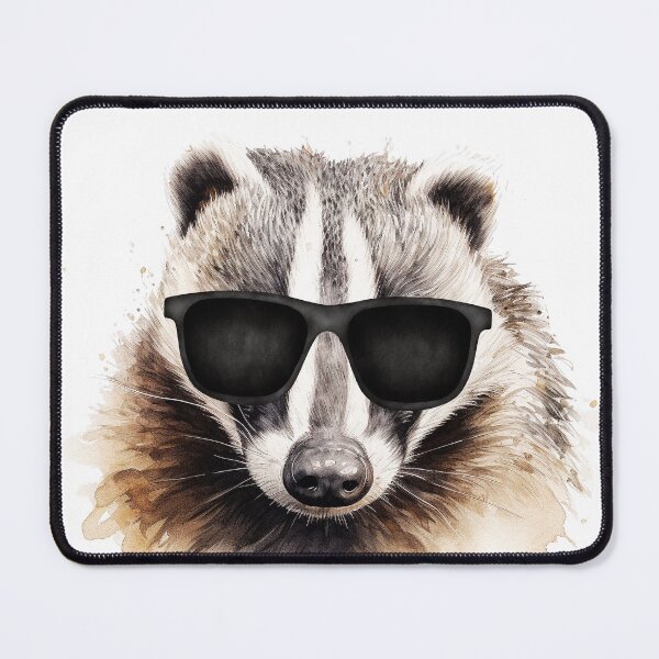 Item preview, Watercolor Badger Wearing Sunglasses designed and sold by TheAnimalZ00.