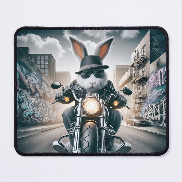 Item preview, Bunny on Bike- Vintage motorcycle cool. designed and sold by Point-Of-DD.