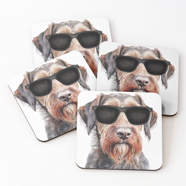 Item preview, Watercolor German Wirehaired Pointer Wearing Sunglasses designed and sold by TheAnimalZ00.