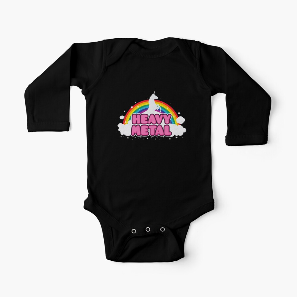 HEAVY METAL! (Funny Unicorn / Rainbow Mosh Parody Design) Baby One-Piece