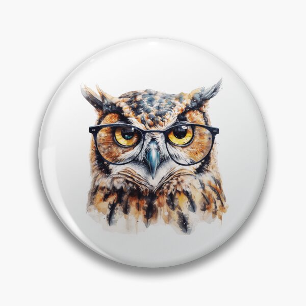 Item preview, Watercolor Great Horned Owl Wearing Glasses designed and sold by TheAnimalZ00.