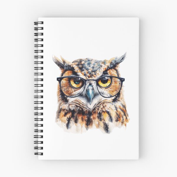 Item preview, Watercolor Great Horned Owl Wearing Glasses designed and sold by TheAnimalZ00.