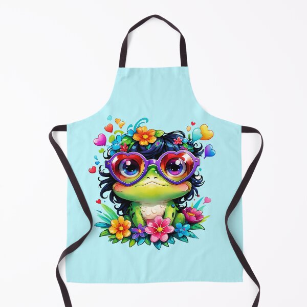 Item preview, "Heartfelt Frog: Frog with Heart-Shaped Glasses amidst Floral and Heart Splash" designed and sold by Cosmicreations1.