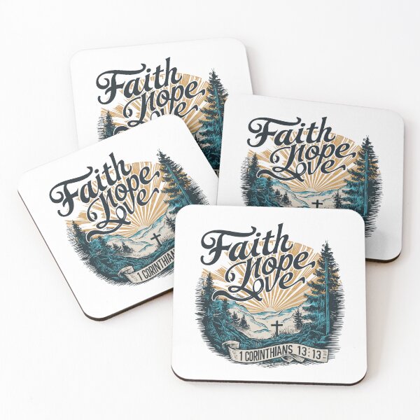 Item preview, Retro Sunrise Over Valley Illustration - "Faith, Hope, Love" Men's Christian Art Design by #HahaHandlesHub designed and sold by HahaHandlesHub.