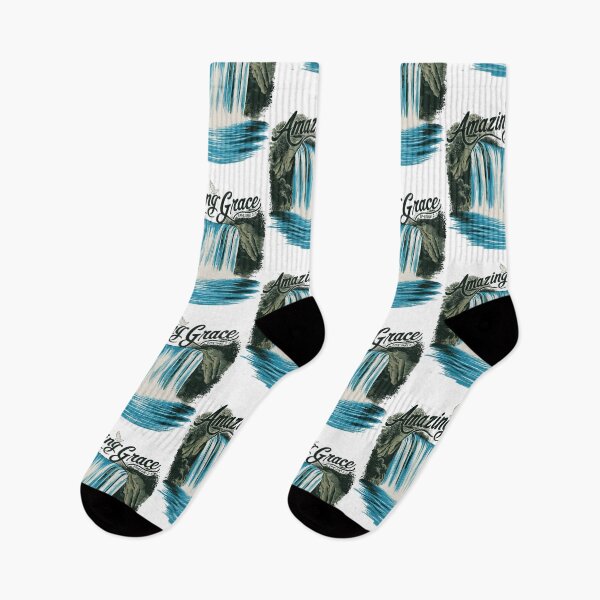 Item preview, Retro Waterfall Illustration - "Amazing Grace" Men's Christian Art Design by #HahaHandlesHub designed and sold by HahaHandlesHub.