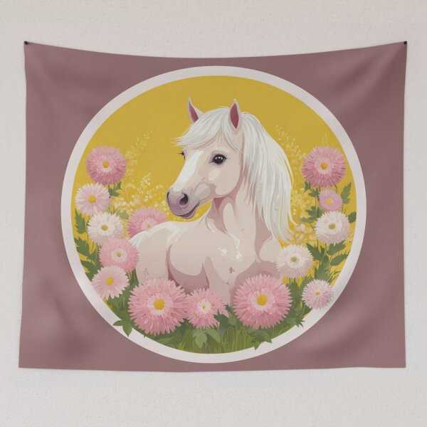 Item preview, White Camargue horse and flowers designed and sold by Astralia.