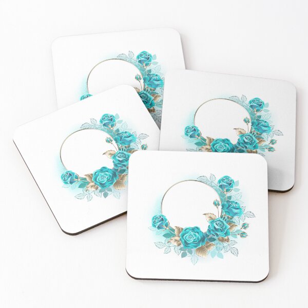 Item preview, Round frame with turquoise roses designed and sold by Blackmoon9.
