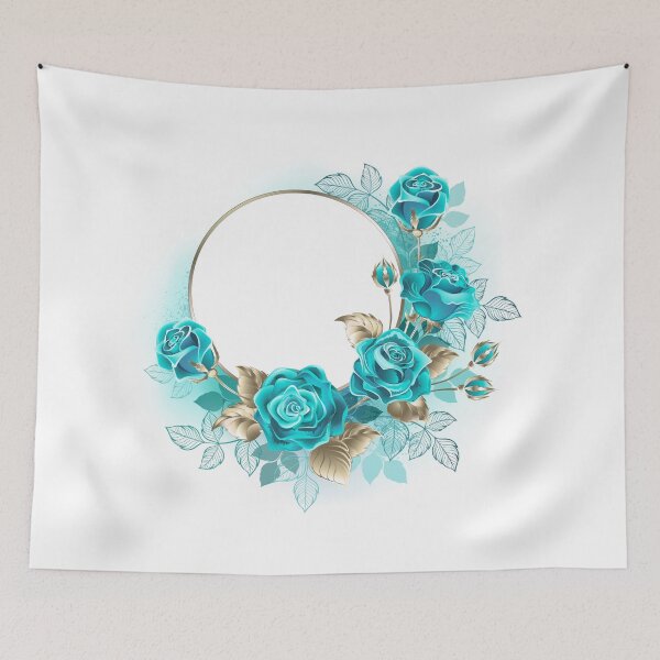 Item preview, Round frame with turquoise roses designed and sold by Blackmoon9.